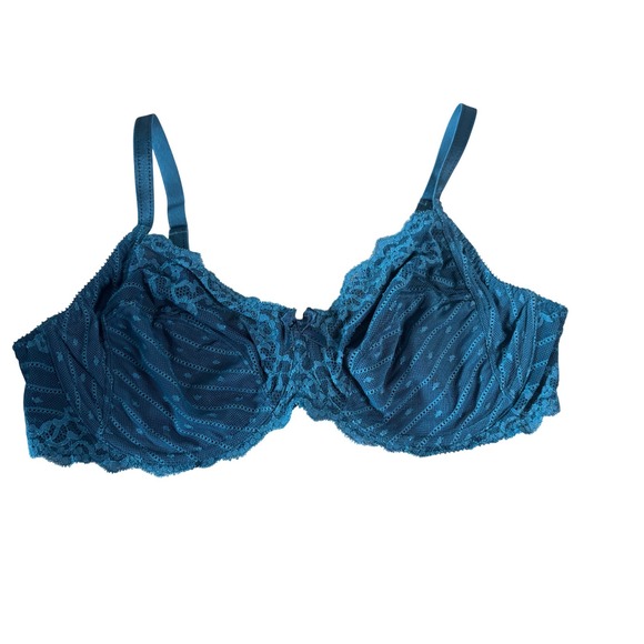 Chantelle Other - Chantelle Teal Blue Lace Underwire Bra Floral Mesh 3281‎ Womens Size 40D